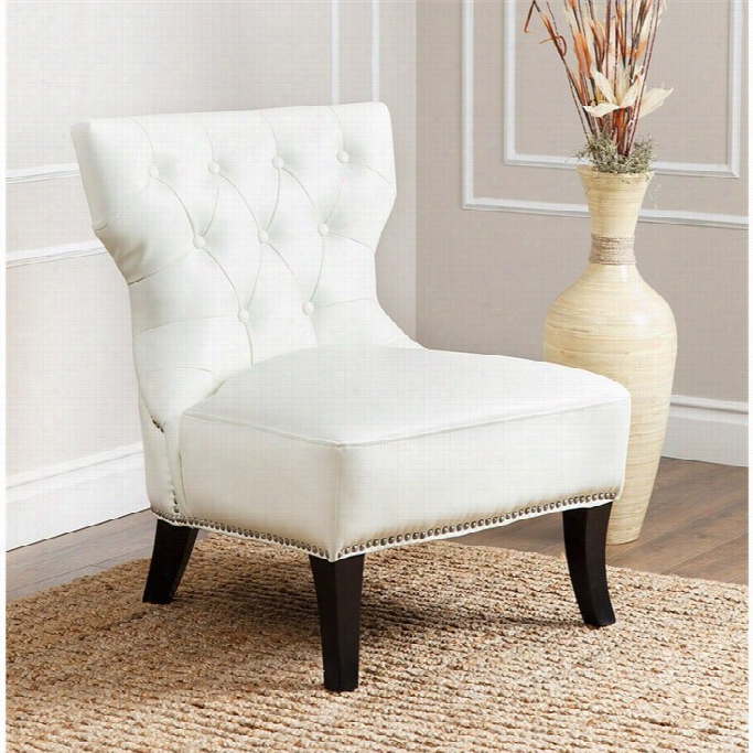 Abbyson Living Cole Tufted Leather Accent Chair In Ivory
