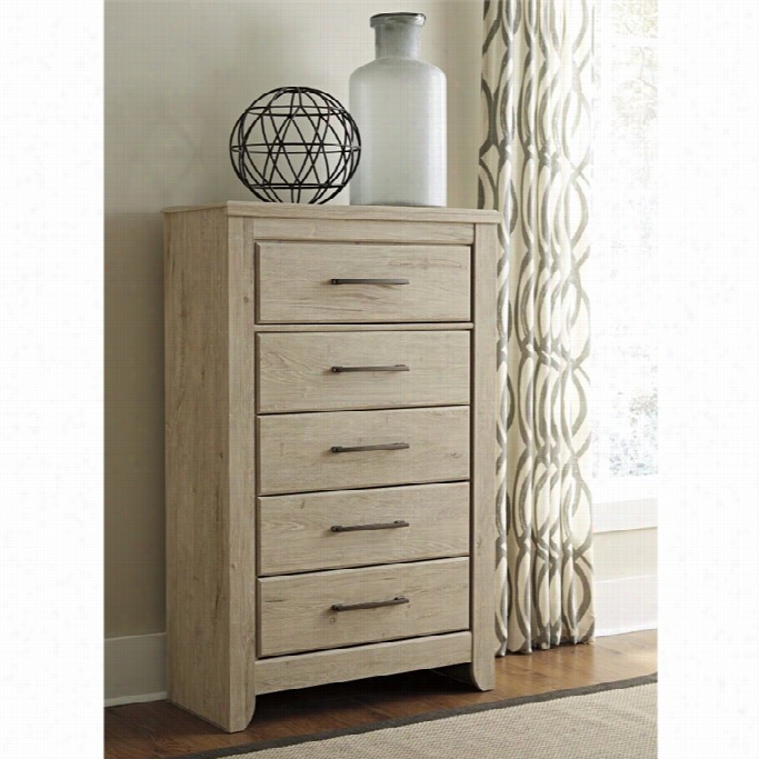 Ashley Annilynn 5 Drawer Wood Chest In Dry Cream