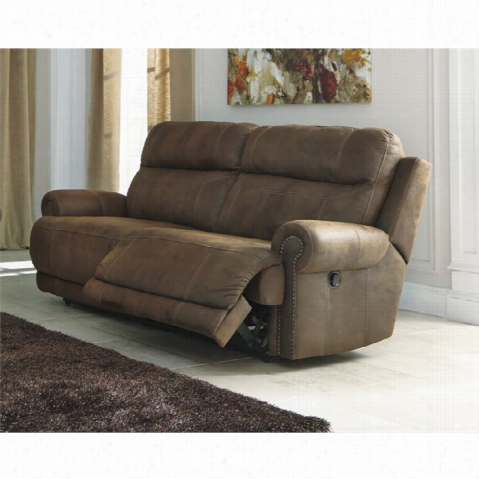 Ashley Auustere 2 Seat Faux Leather Reclining Sofa In Brown