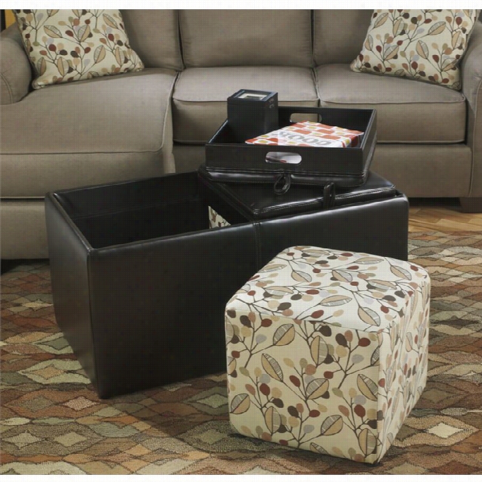 Ashley Danely Faux  Leather Ottoman With Storage In Brown