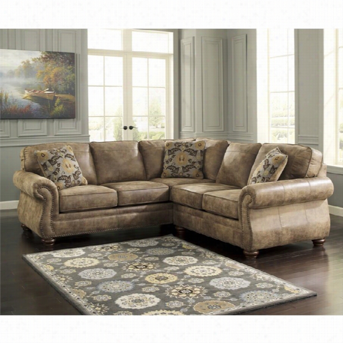 Ashley Larkinhurst 2 Piece Faux Leather Sectional In Earth