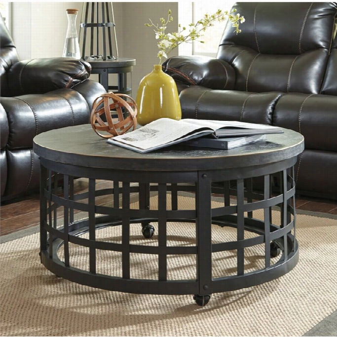 Ashley Marimin Round Coffee Tablle In Black