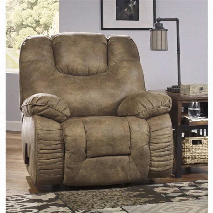 Ashely Tahanee Fabric Rocker Recliner In Brownstone