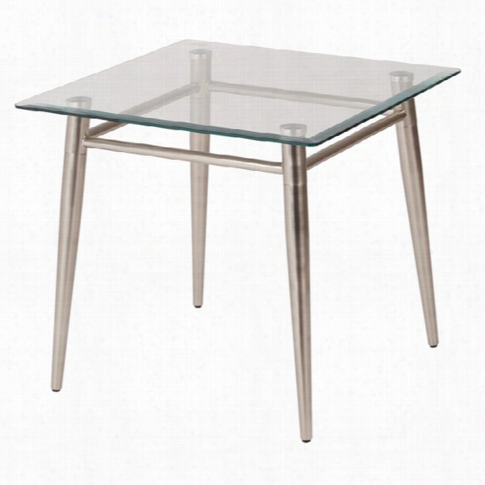 Avenue Six Brooklyn Tempered Glass Square Tpo End Table In Silver