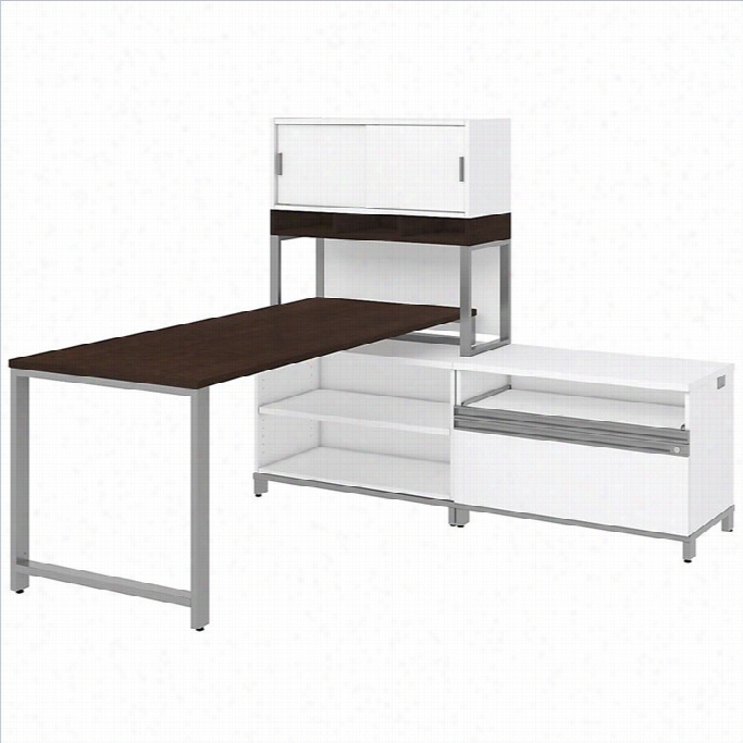 Bush Bbf Momentum 72 Desk With Storage And Htuch In Mocha Cherry