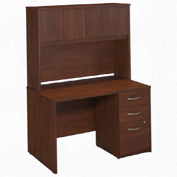 Bush Bbf Serries C Elite Computer Desk With Hutch In Hansen Cherry