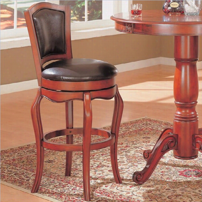 Coaster Harrison 29 Swiel Faux Leather Bar Stool In Warm Cherry Finish