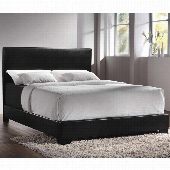 Coaster Queen Faux Leather Upholstered Bed In Black