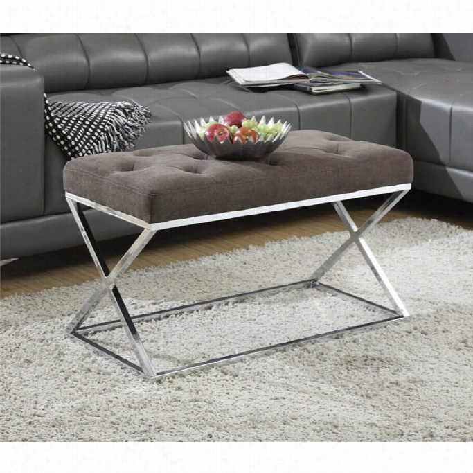 Convenience Cooncepts Boulevard Bench Ottoman I Taupe And Chrome