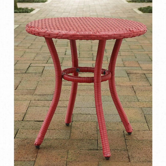 Csrlye Palm Harbor Outdoor Wicker Round Side Table In Red