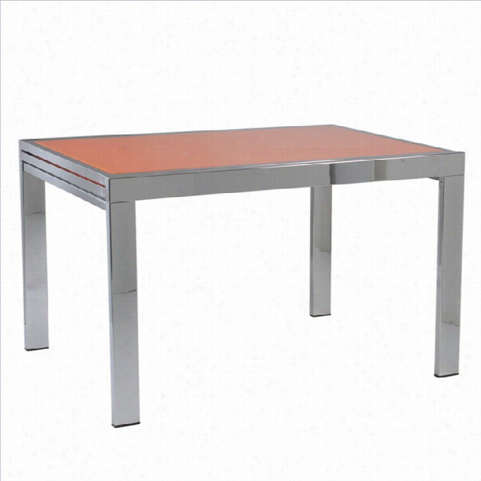 Euurostyl E Duo Rectangular Extension Dining Table In Chrome And Orange Glass