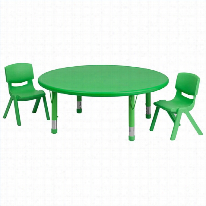 Flash Furniture 3 Iece Round Adjustable Table Set In Green-33