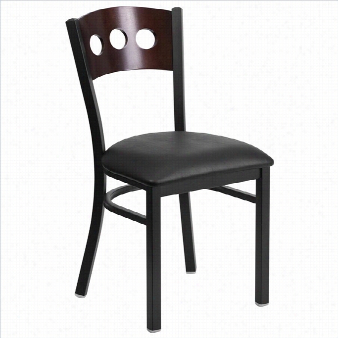 F1ash Furniture Hwrcules Upholstered Dining Chair In Walnut And Black