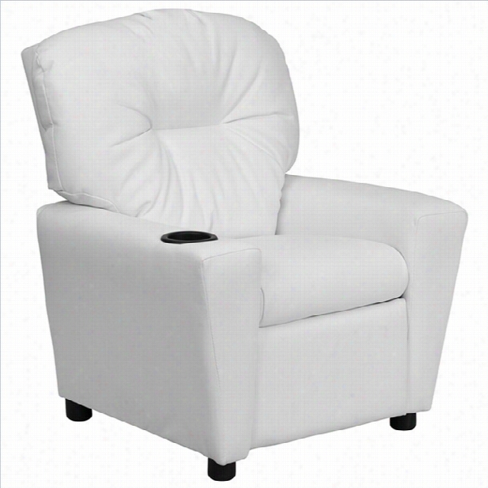 Slang  Furniture Kids Recliner In White With Cup Holdef