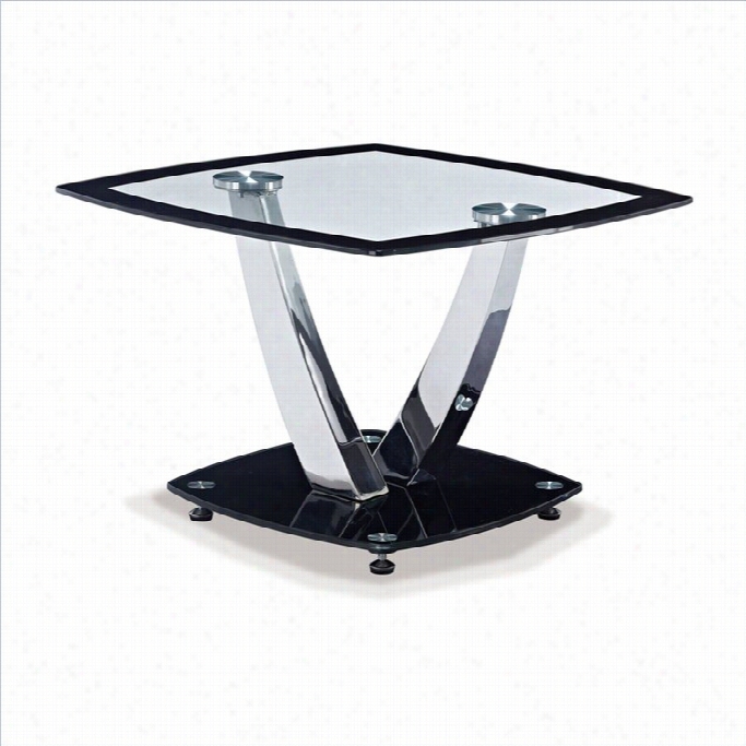 Global Furniture Clear End Table With Black Trim And Base