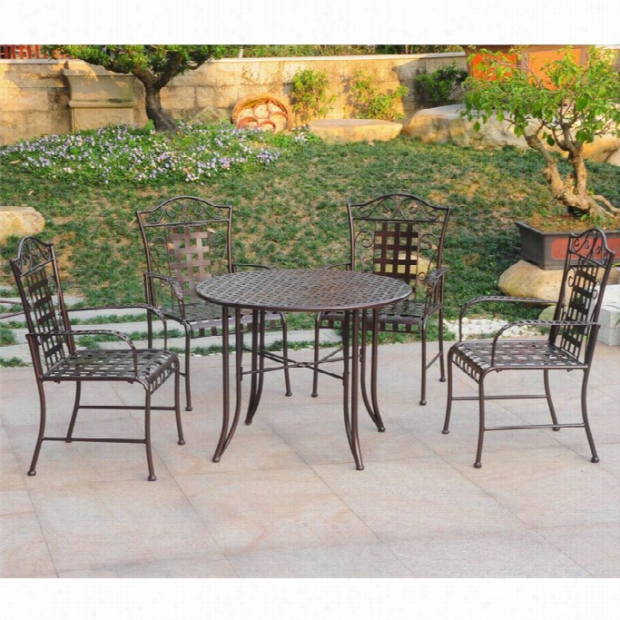 International Caravan Mandalay 5 Piece Patio Dining Sett In Bronze