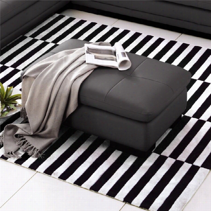 J&m Furniture 625 Italian Leather Ottoman In Grey