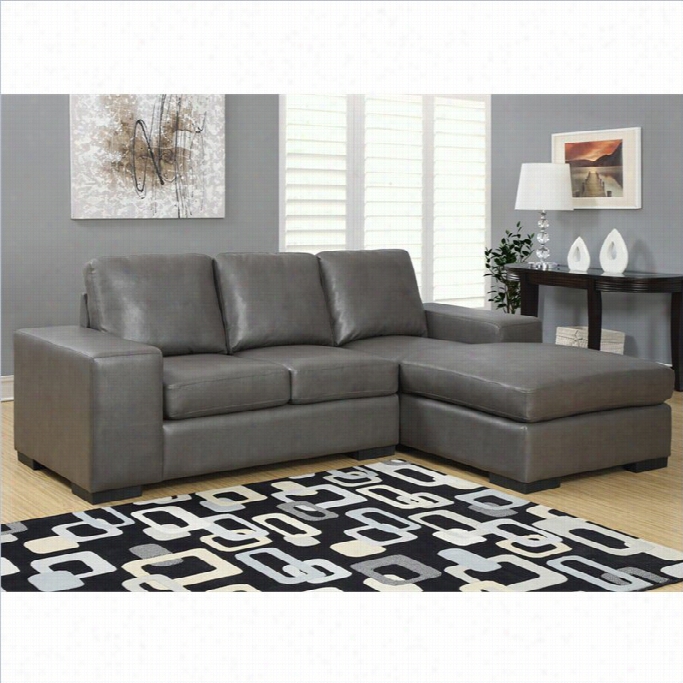 Monarch Leatehr Sofa Lounger In Charcoal Gray