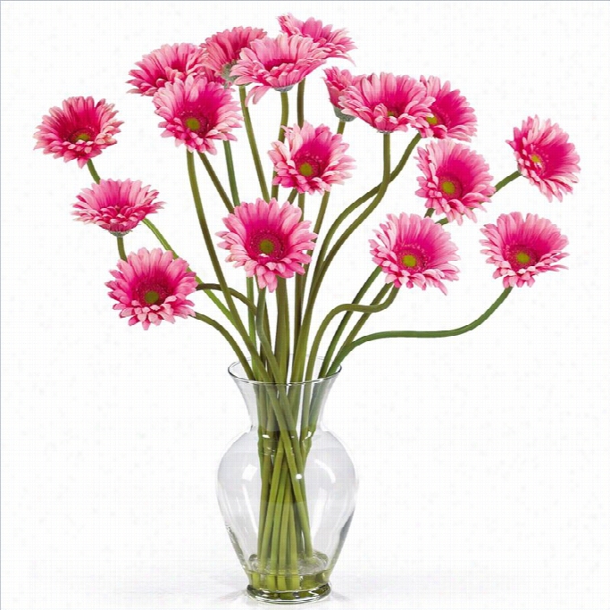 Nealy Natjral Gerber Daisy Liquid Illusion Silk Flower Arrangement In Pink