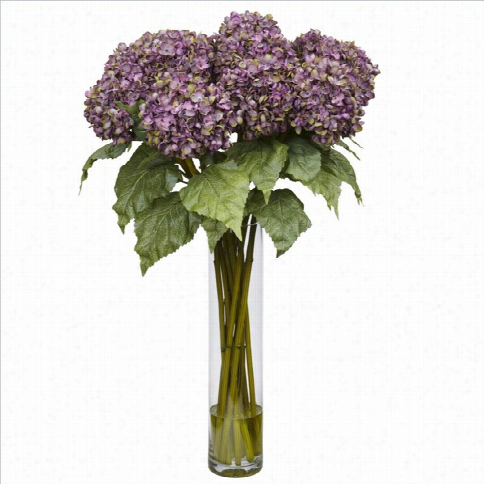 Nearly Nathral Hydrangea Silk Flowerr Arrangement  In Purple