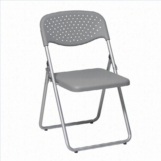 Office Star Fc Series Set Of 4 Plastic Fooldinng Chair In Grey