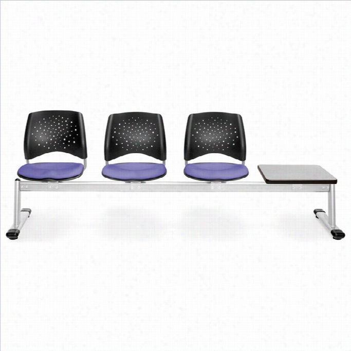 Ofm Star Be Am Seating With 3 Seats And Table In Lavender And Gray