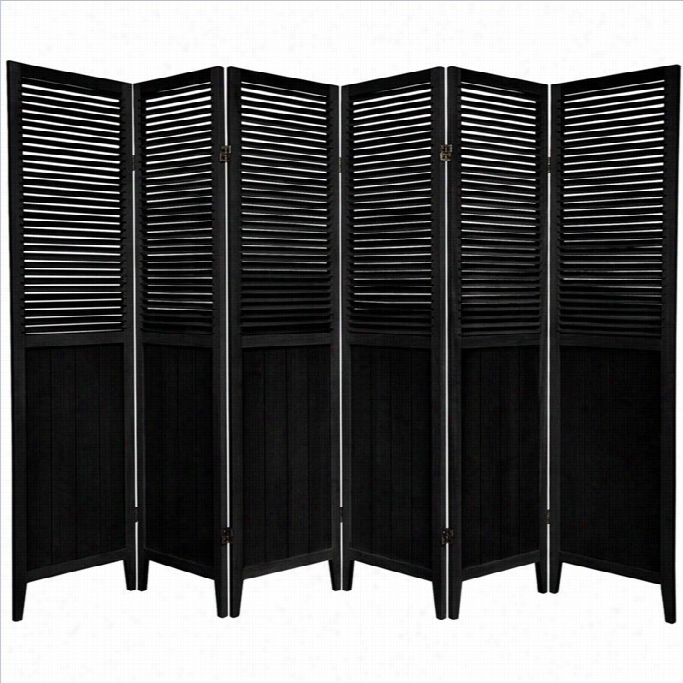 Orienal Beadboard 6 Panel Room Divider In Black