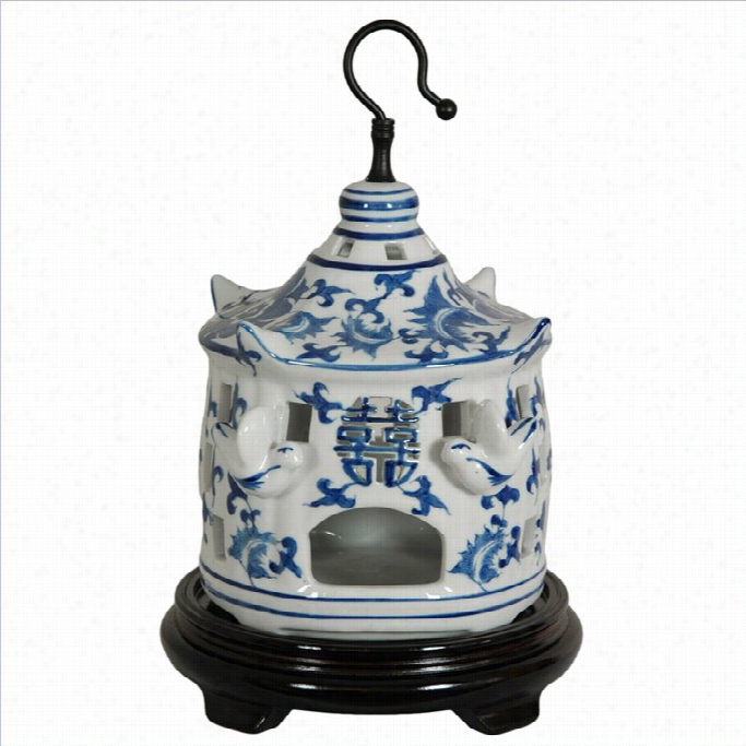 Oriental Furniiture 11 Biird Cage In Blue And White