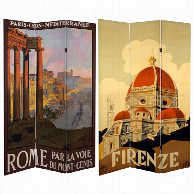 Oriental  Furniture 6' Tall Rome And Firenze Room Divider In Multicolor