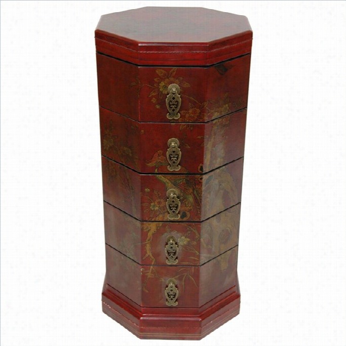 Oriental Furniture Octagonal Accentc Hest In Red