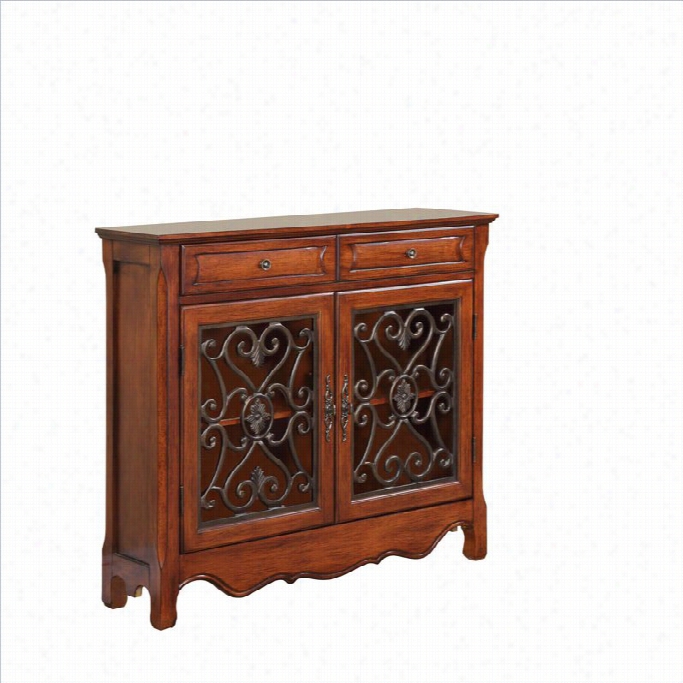 Powell Drawer Scroll Console In Lght Cherry