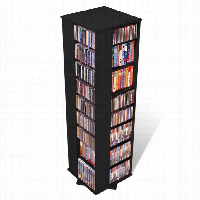 Prepac 64 4-sided Cd  Dvd Spinning Media Storage Tower In Black