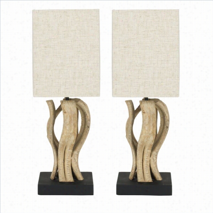 Safaavieh Evangeline Vine Mini Table Lamp With Linen Shade (set Of 2)