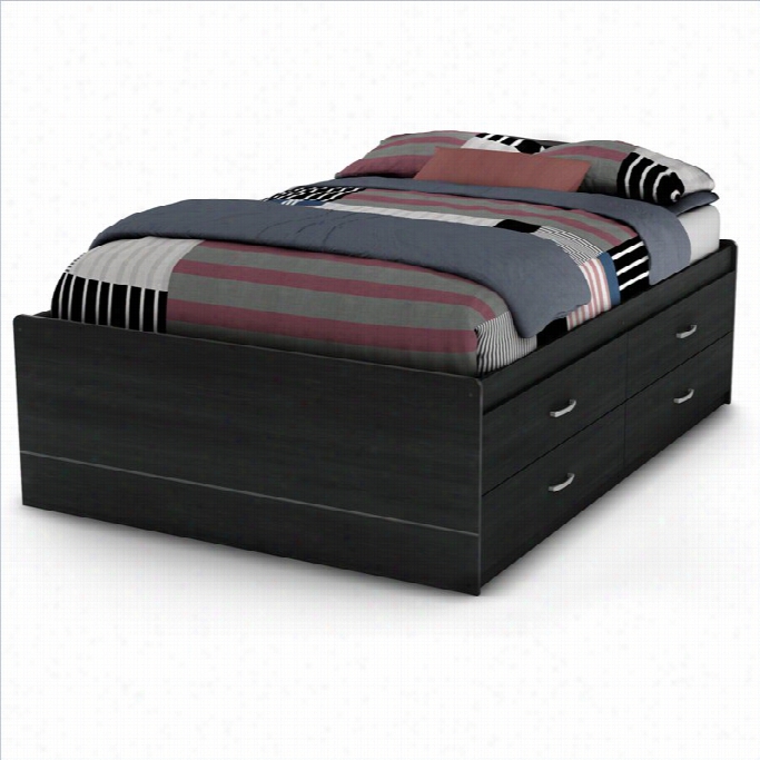 South Shore Cismos Full Captain's Bed In Black Onyx