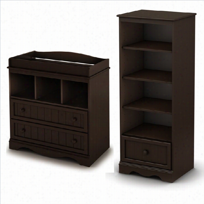 South Shore Savannah Changing Table And Shelving  Uni Through  Drawer In Espresso