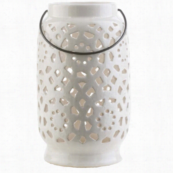 Sur Ya Avery 11 X 6.5 Ceramic Lantern In Glossy White