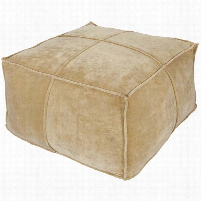 Surya Cotton Velvetc Ube Pouf Ottoman In Gold