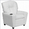 Flash Furniture Kids Recliner in White with Cup Holder