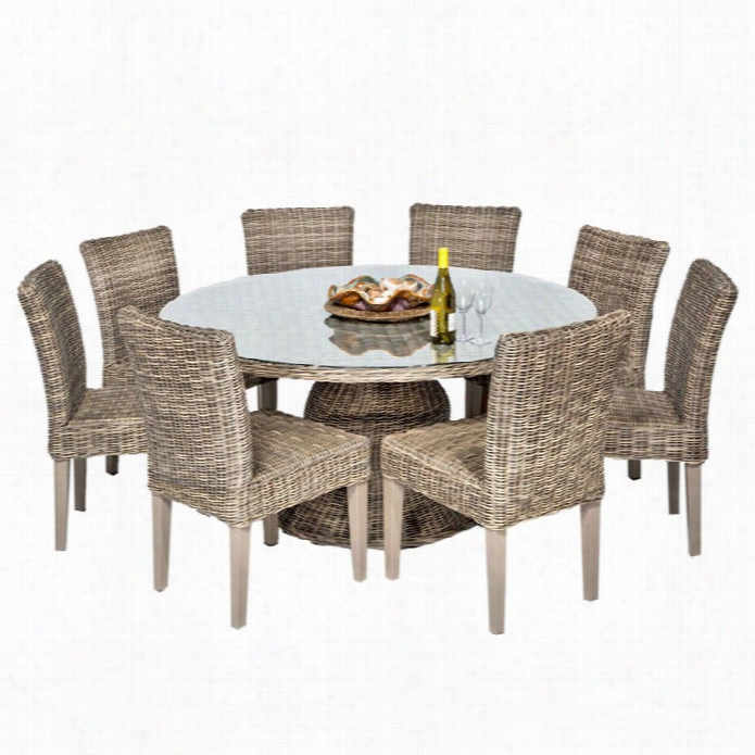 Tkc Cape Cod 60 9 Piece Wicker Patio Dining Set In Vintage Stone