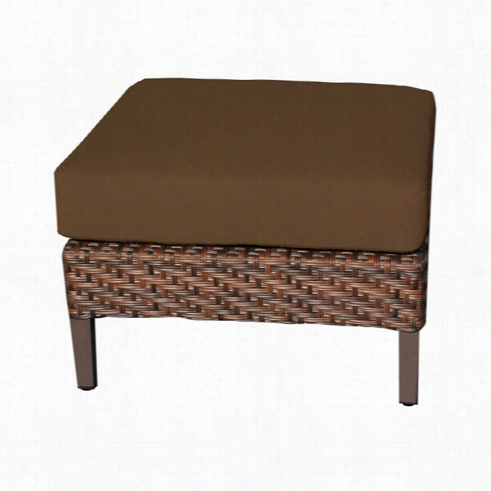 Tkc Carmel Patio Wi Cker Ottoman In Cocoa