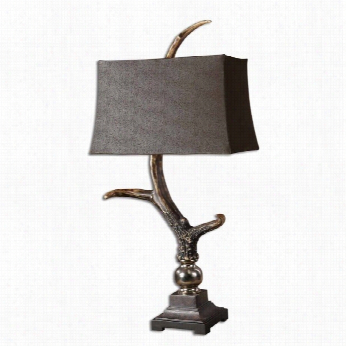 Uttermost Stag Horn Dark Shade Talbe Lamp In Burnished Bone Ivory