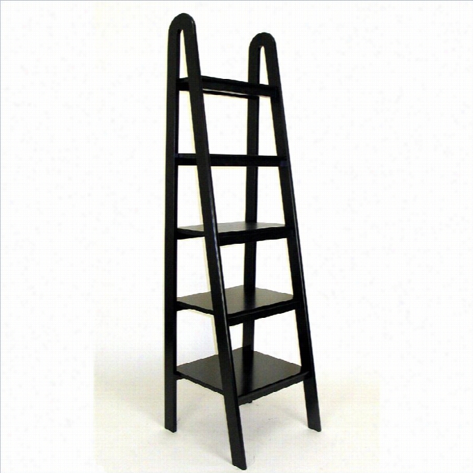 Wayborn Basswood 5 Tier Ladder Bookcase In Black