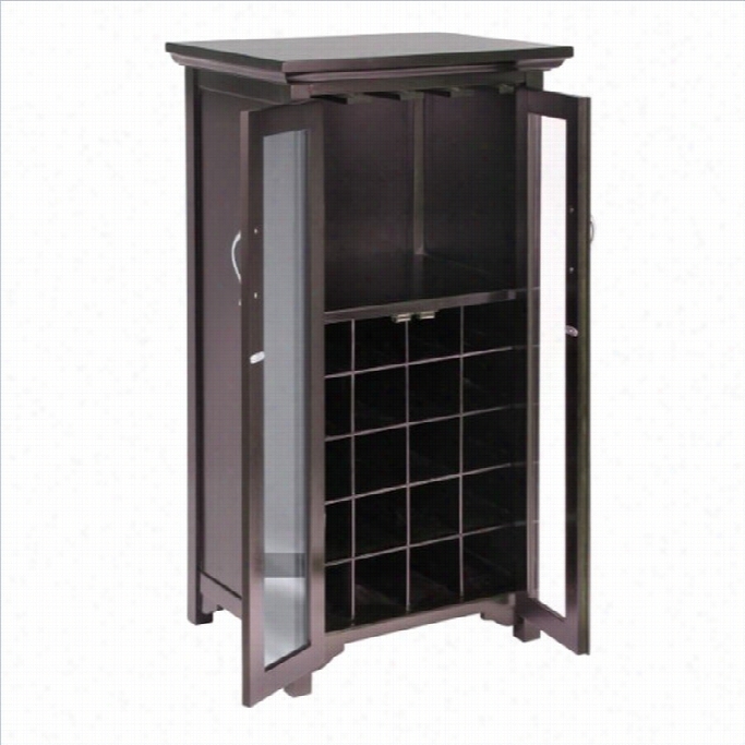 Winsome 20 Botyle  Wine Cabinet With French Doors In Espresso