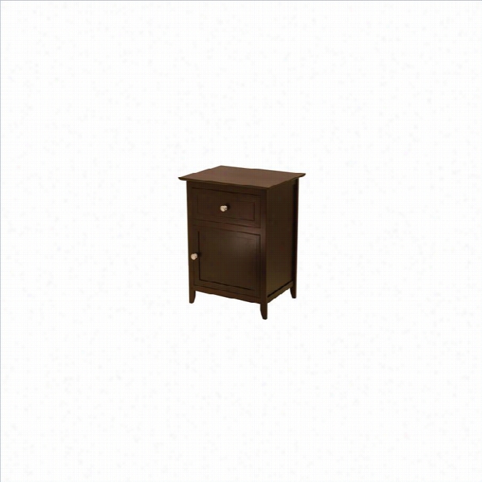 Wnsome Nightstand Wtih Cabinet And Drawer In Espresso