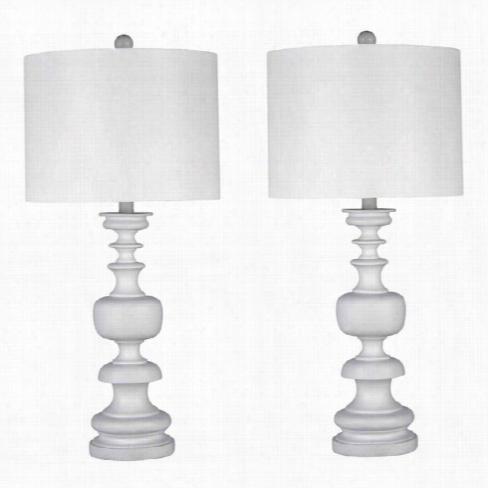 A6byson Living Alexia Spirzl Shape Table Lamp In White (set Of 2)