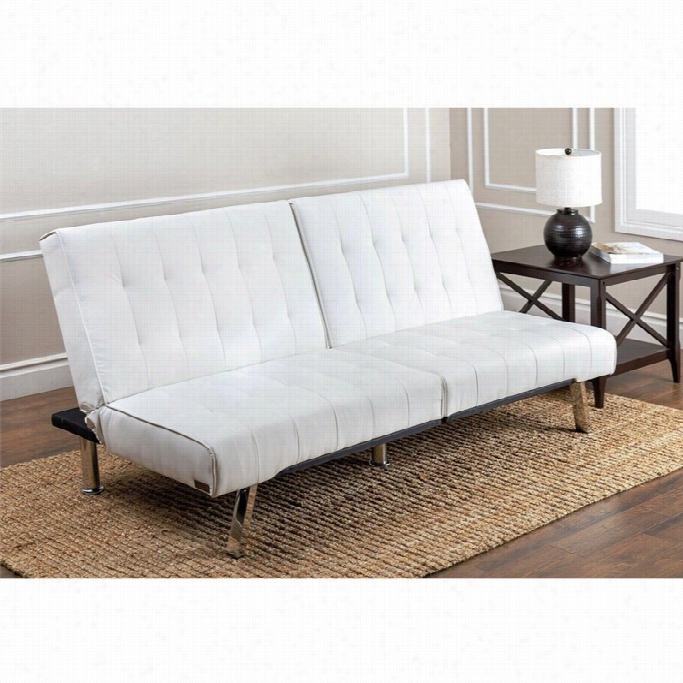 Abbyson Existing Caldwell Faux Leather Convertible Sofa In Ivory