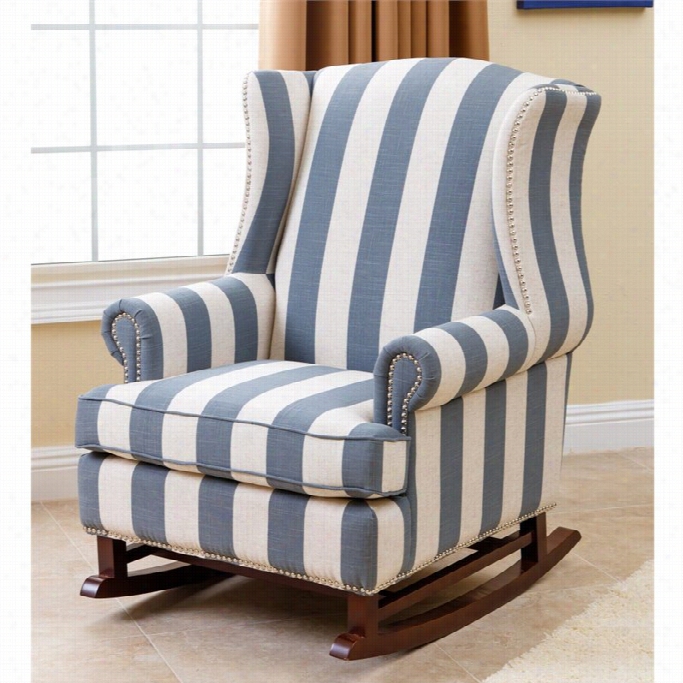 Abbyson Living Chelsie Fbaric Rocking Chair In Blue And Ivory