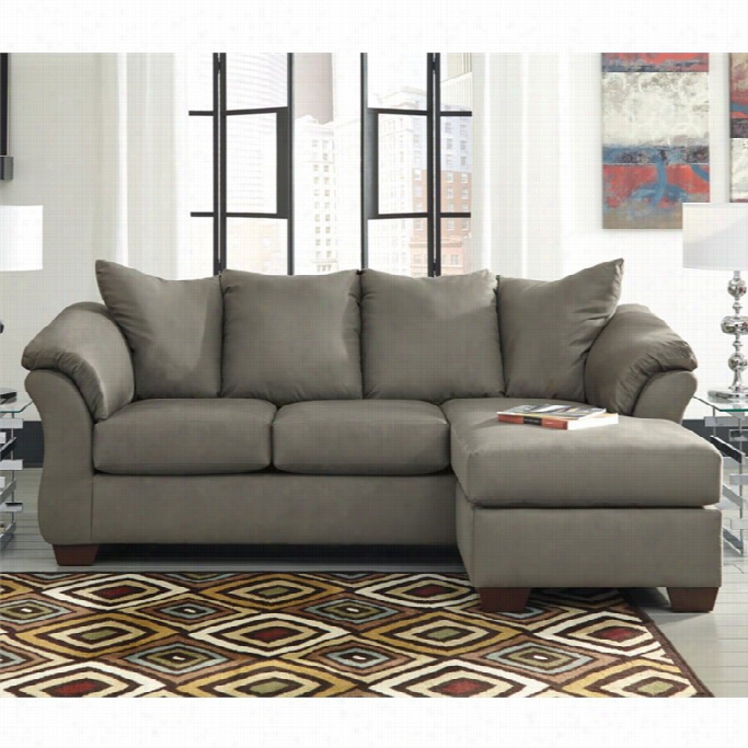 Ashley Darcy Fabric Chaise Sofa In Cobblestone