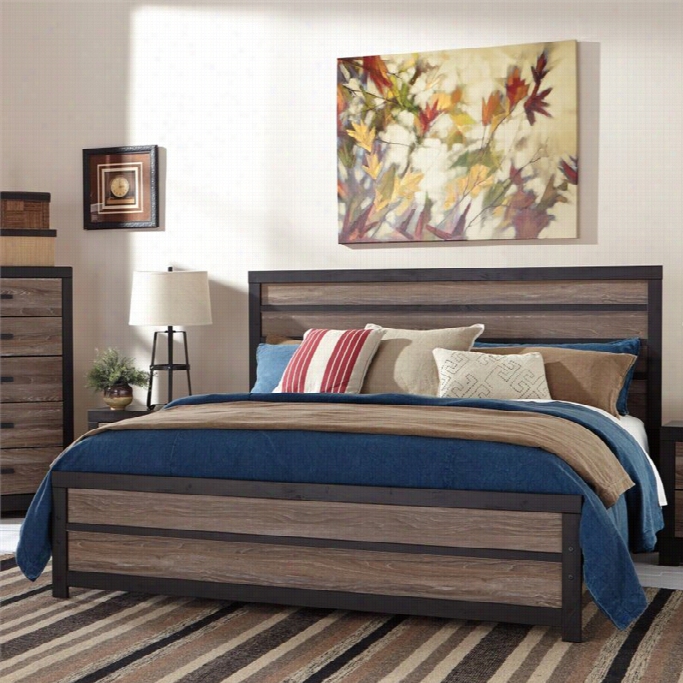 Ashley Harlinton Wood King Pnel Bed In Brown