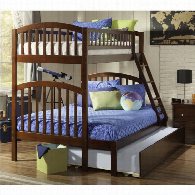 Atlantic  Furniture Richland Bunk Twih Over Full With Trundle In Antique Walnuy